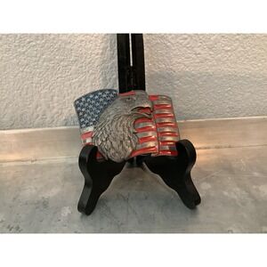 Bald Eagle & American Flag Belt Buckle, 1990 Signed Siskiyou Buckle Co
